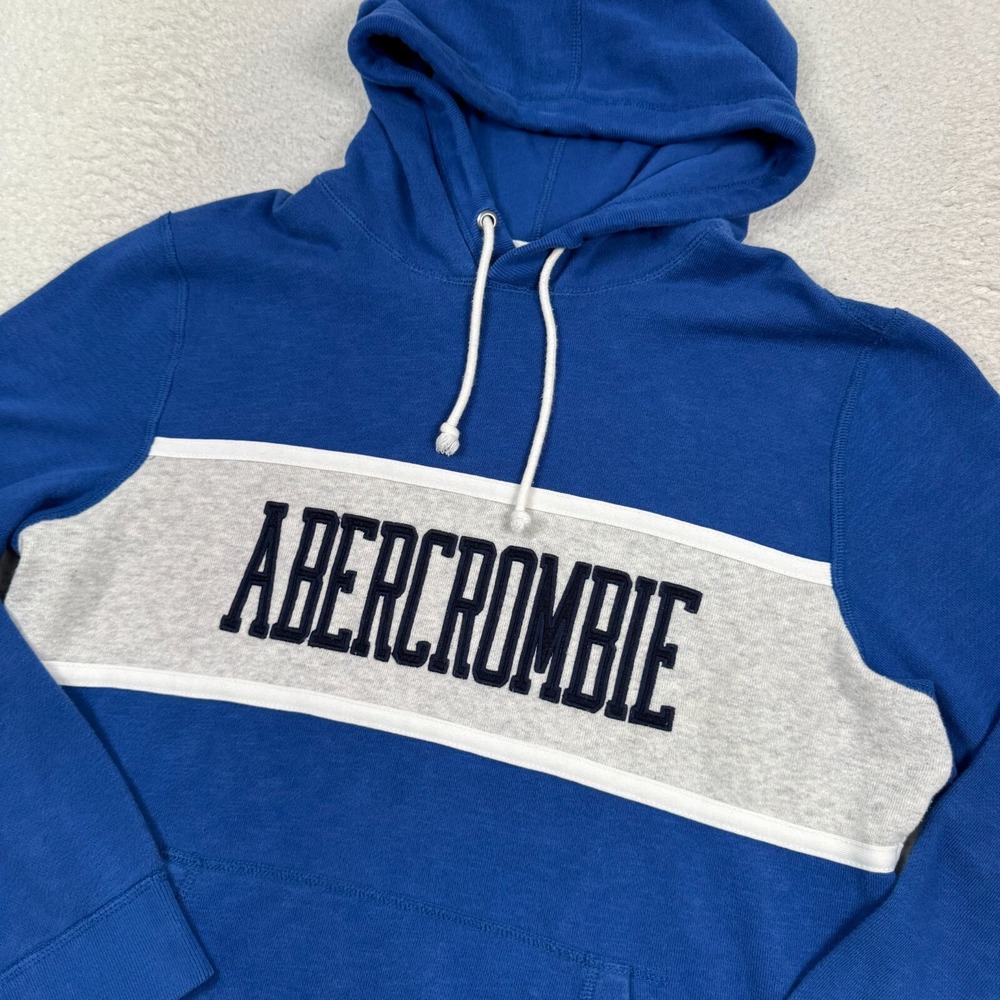 Abercrombie & Fitch Hoodie Mens Large Fleece Pullover Long Sleeve Spellout Logo